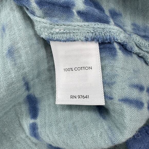 PureJill J.Jill size XS oversized 100% Cotton tunic top blouse blue tie dye boho - Picture 5 of 7